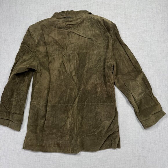 Y2K Jessica Holbrook Suede Jacket Olive Green Button Front Leather Size S Small - Picture 2 of 15